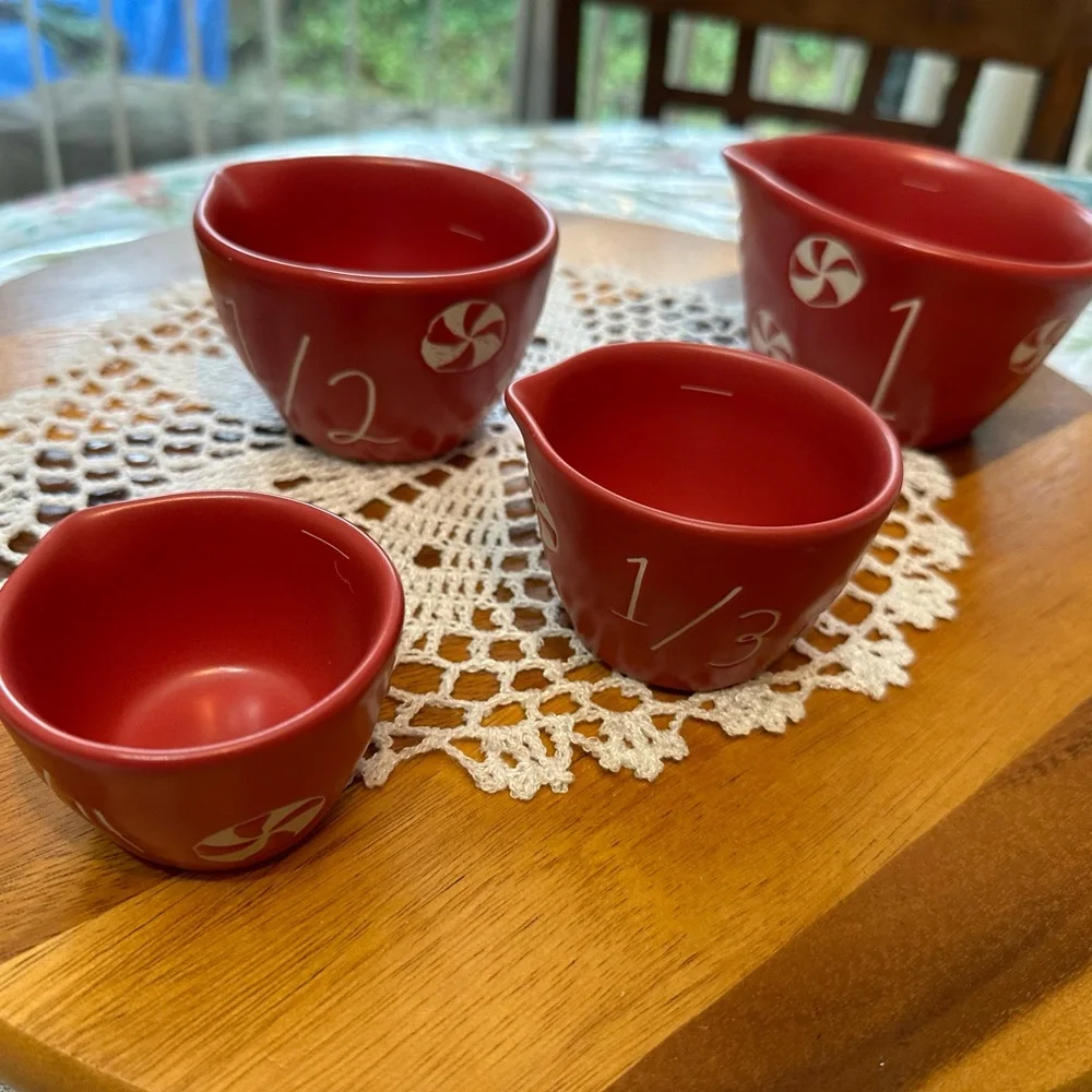 🛑SOLD‼️ceramic Christmas peppermint’s candy measuring cups - Picture 6 of 7
